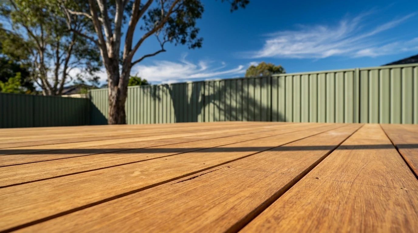 New timber deck in a backyard